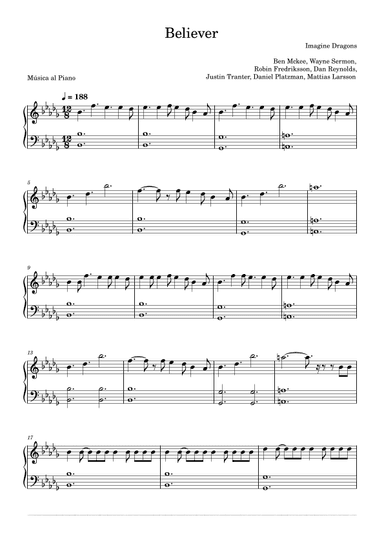 Believer (arr. Música al Piano)