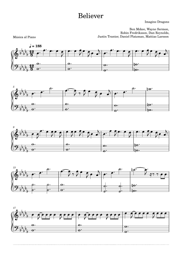 Believer (arr. Música al Piano)