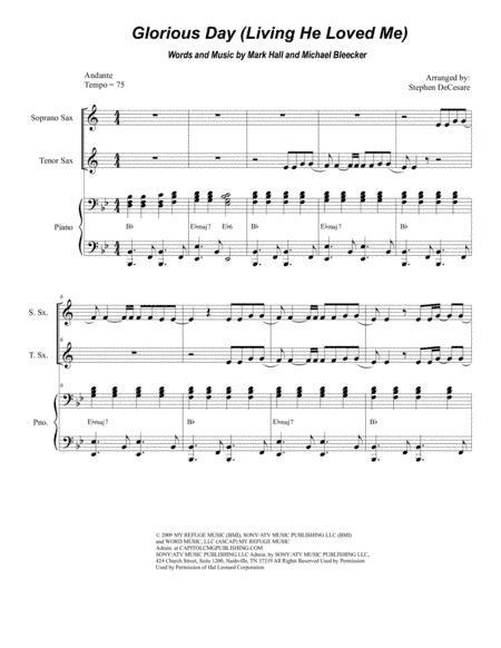 Glorious Day (Living He Loved Me) (arr. Stephen DeCesare)