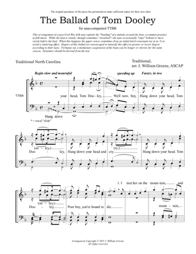 The Ballad of Tom Dooley (arr. J. William Greene)