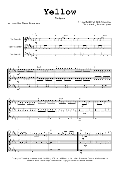 Yellow (arr. Glauco Fernandes)