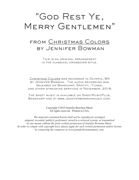 God Rest Ye, Merry Gentlemen (arr. Jennifer Bowman)