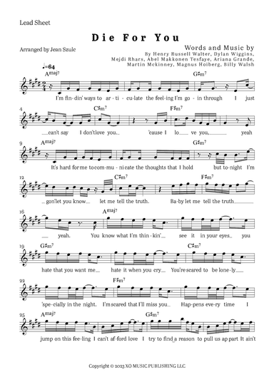 Die For You Remix (arr. Jean Szulc)