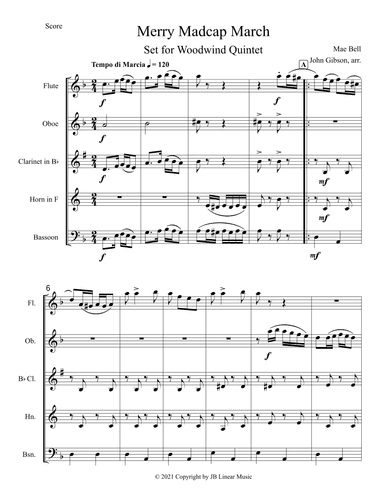 Merry Madcap March - Ragtime March set for woodwind quintet (arr. John Gibson)