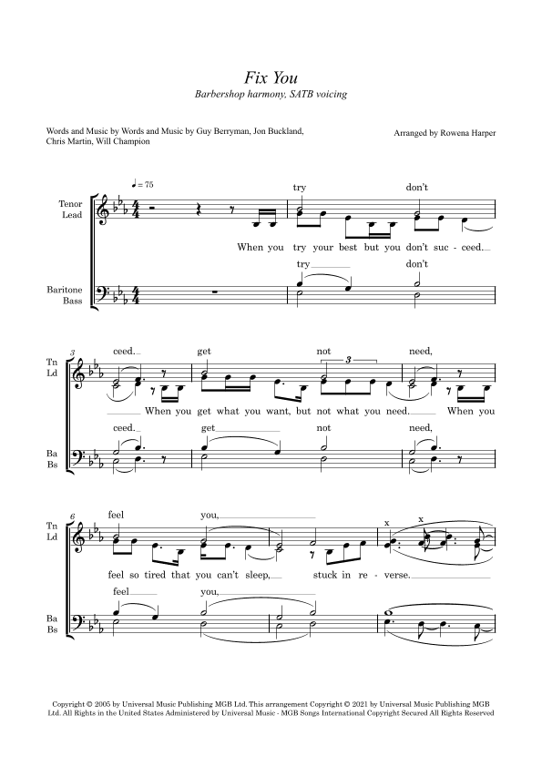 Fix You (arr. Rowena Harper)
