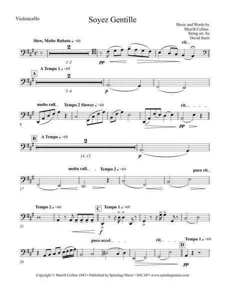 Soyez Gentille in A for Cello