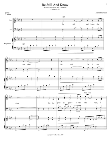Be Still And Know That I Am God, SATB
