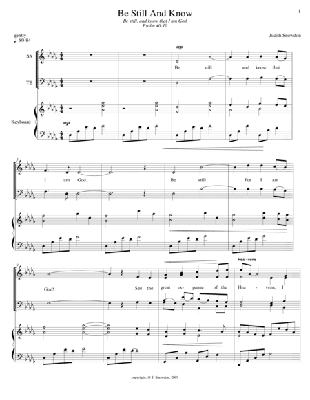 Be Still And Know That I Am God, SATB