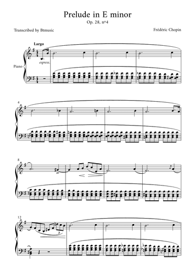 Prelude in E minor (Op. 28, n.4) - Piano (arr. BTmusic)