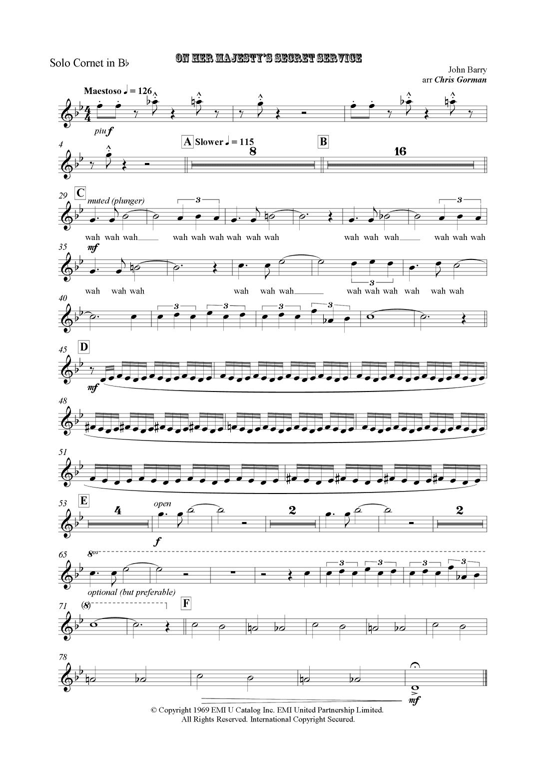 On Her Majesty's Secret Service - Theme (arr. Chris Gorman)