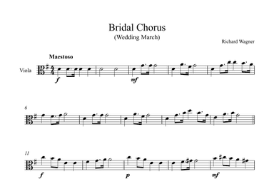 Bridal Chorus (Wedding March) - Richard Wagner (Viola) (arr. Digital Book Music)