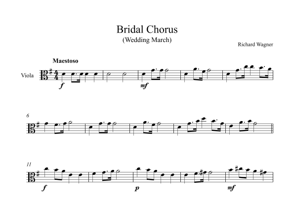 Bridal Chorus (Wedding March) - Richard Wagner (Viola) (arr. Digital Book Music)