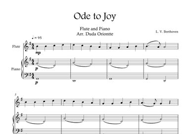 Ode the Joy ( Flute - Piano -  Beethoven Symphony No. 9 ) BEGINNER (arr. Duda Oriontte)