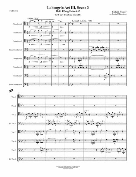 Hail King Heinrich from Act III, Scene 3 of Lohengrin for 8-part Trombone Ensemble (arr. Randall Malmstrom)