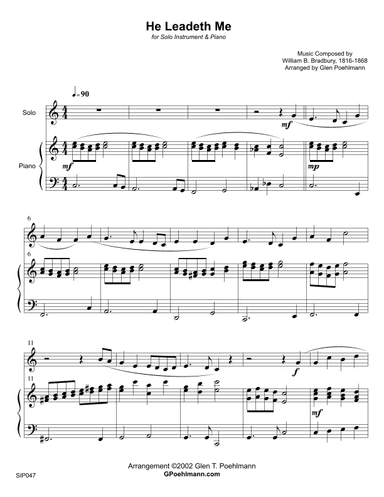 HE LEADETH ME - SOLO (or group) for any Orchestra Instrument! Piano accompaniment (arr. Glen Poehlmann)