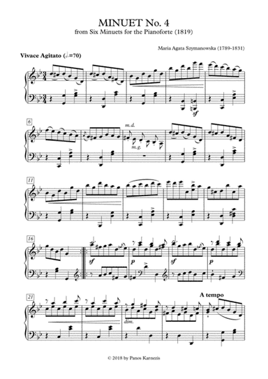 Minuet No. 4 in G minor (from Six Minuets for the Pianoforte, 1819) (arr. Panos Karnezis)