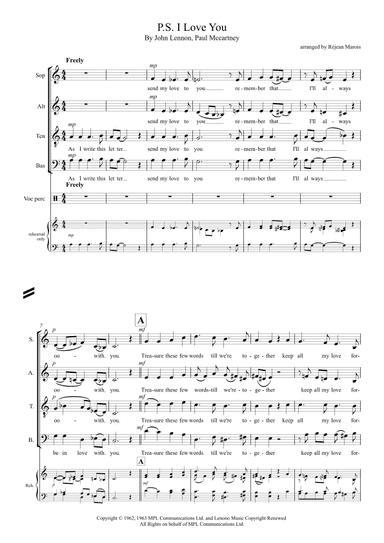 P.s. I Love You (arr. Réjean Marois)
