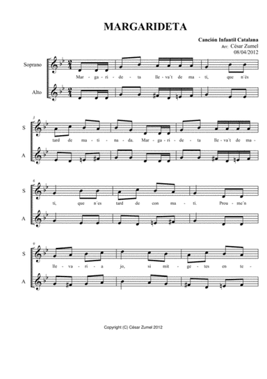 Margarideta (2 voices) (arr. César Zumel)