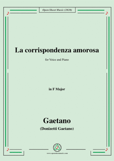 Donizetti-La corrispondenza amorosa,in F Major,for Voice and Piano (arr. MSM)