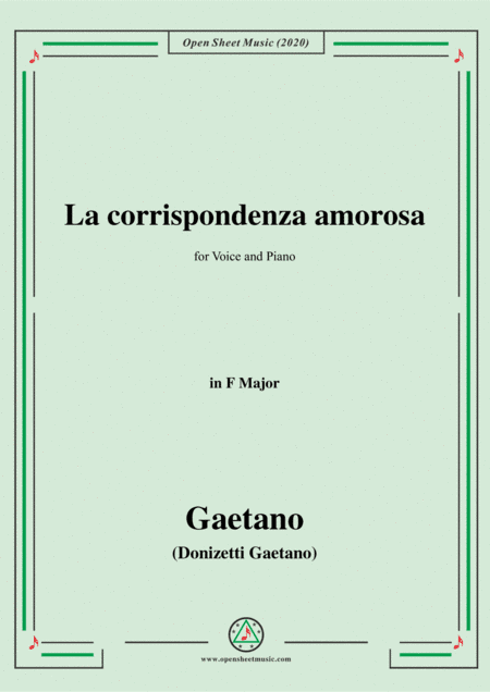 Donizetti-La corrispondenza amorosa,in F Major,for Voice and Piano (arr. MSM)