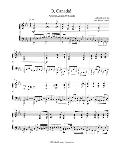 Oh, Canada (National Anthem Of Canada, Hymne national du Canada) (arr. Keith James)