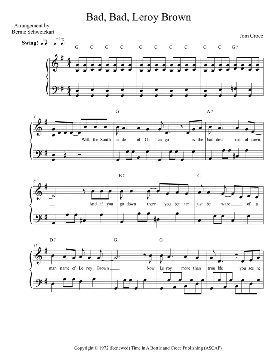 Bad, Bad Leroy Brown (arr. Bernie Schweickart)