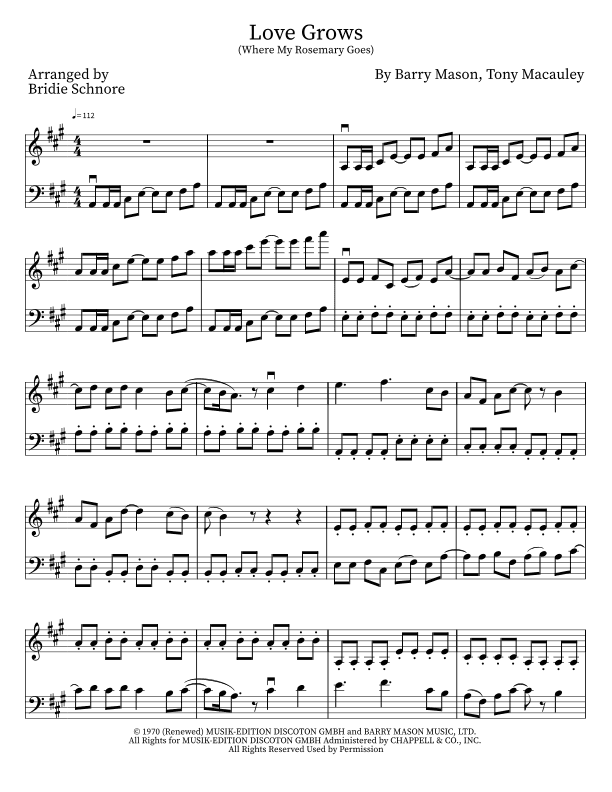 Love Grows (where My Rosemary Goes) (arr. Bridie Schnore)