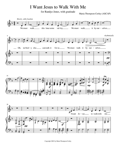 I Want Jesus to Walk With Me (medium key, treble clef) (arr. Maria Thompson Corley)