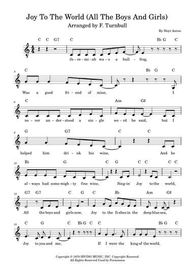 Joy To The World (arr. F. Turnbull)