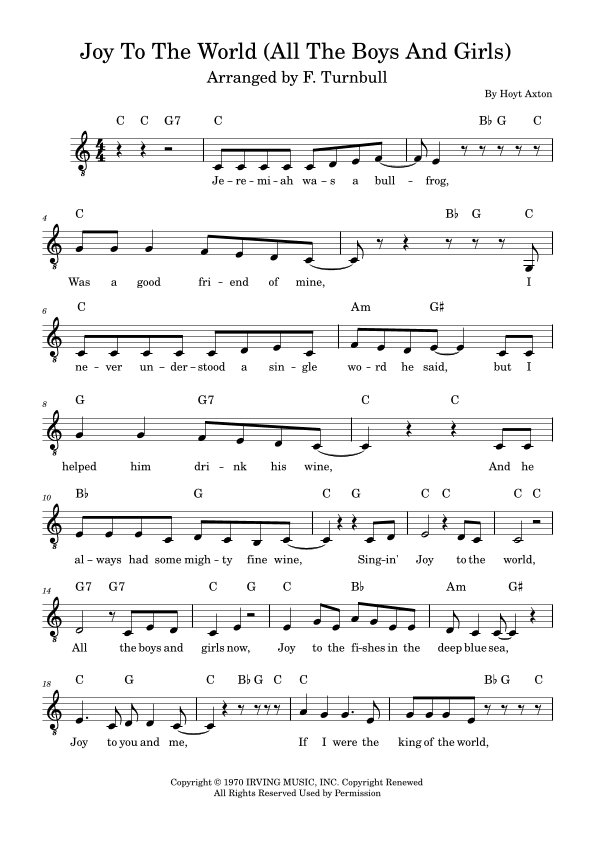 Joy To The World (arr. F. Turnbull)