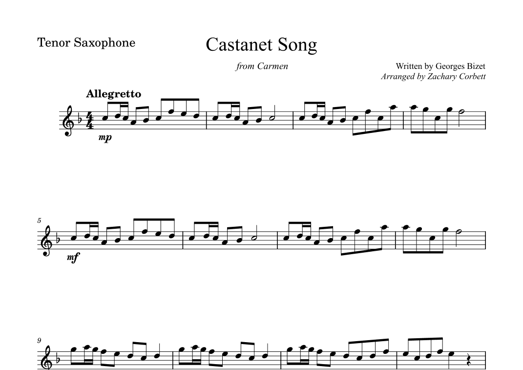 Castanet Song (arr. Zachary Corbett)