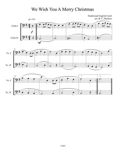 We Wish You A Merry Christmas (Cello Duet) (arr. B. C. Dockery)