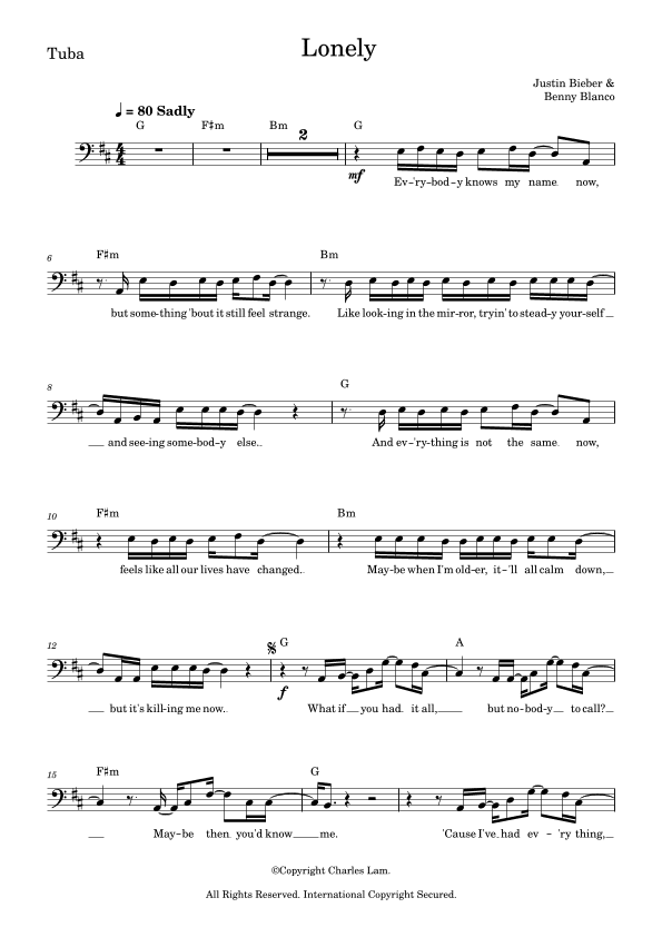 Lonely (arr. Charles Lam)