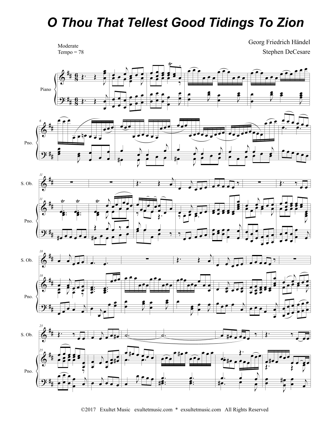 O Thou That Tellest Good Tidings To Zion (Oboe Solo and Woodwind Quartet) (arr. Stephen DeCesare)