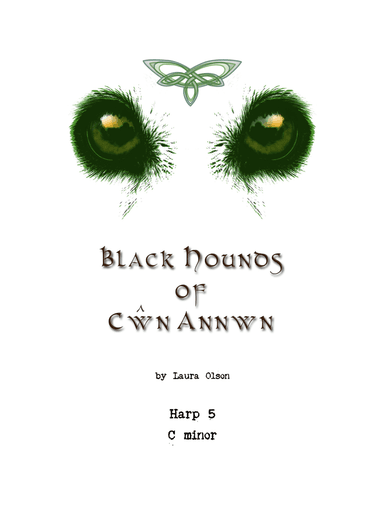 Black Hounds of Cwn Annwn for Harp Ensemble (C minor)-Easy Harp 5 part only