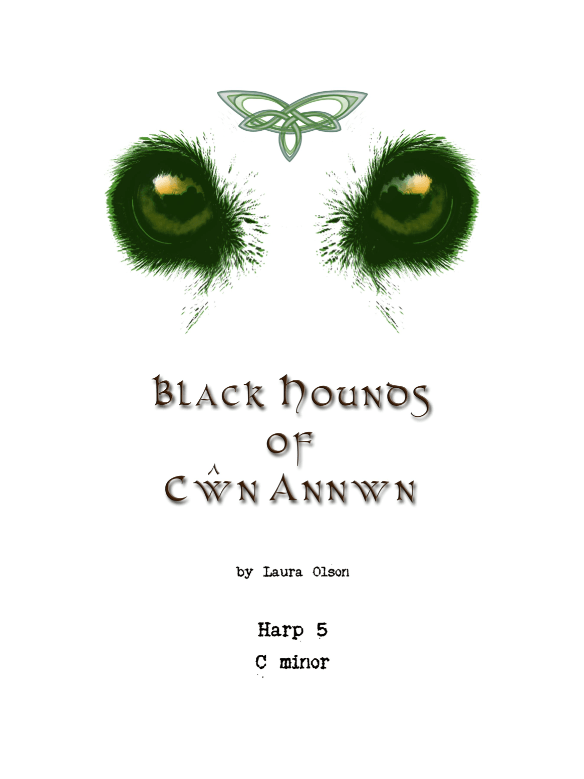 Black Hounds of Cwn Annwn for Harp Ensemble (C minor)-Easy Harp 5 part only