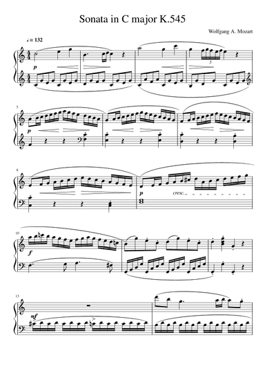 Sonata In C Major, K. 545, First Movement (arr. Gianluca Giovannetti)