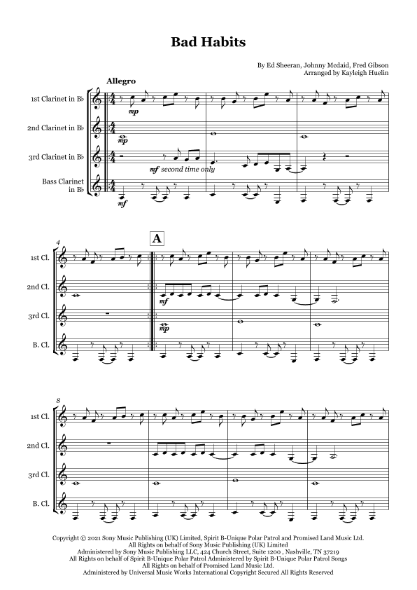 Bad Habits (arr. Kayleigh Huelin)