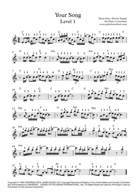 Your Song (arr. Pedro Lutterbach)