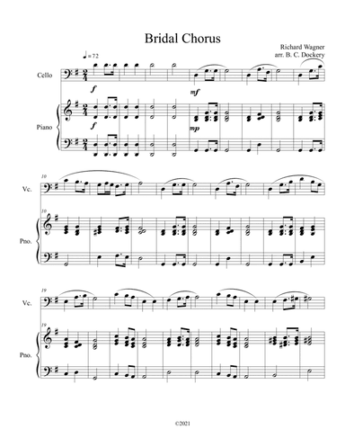 Bridal Chorus (Here Comes the Bride) for Solo Cello and Piano (arr. B. C. Dockery)
