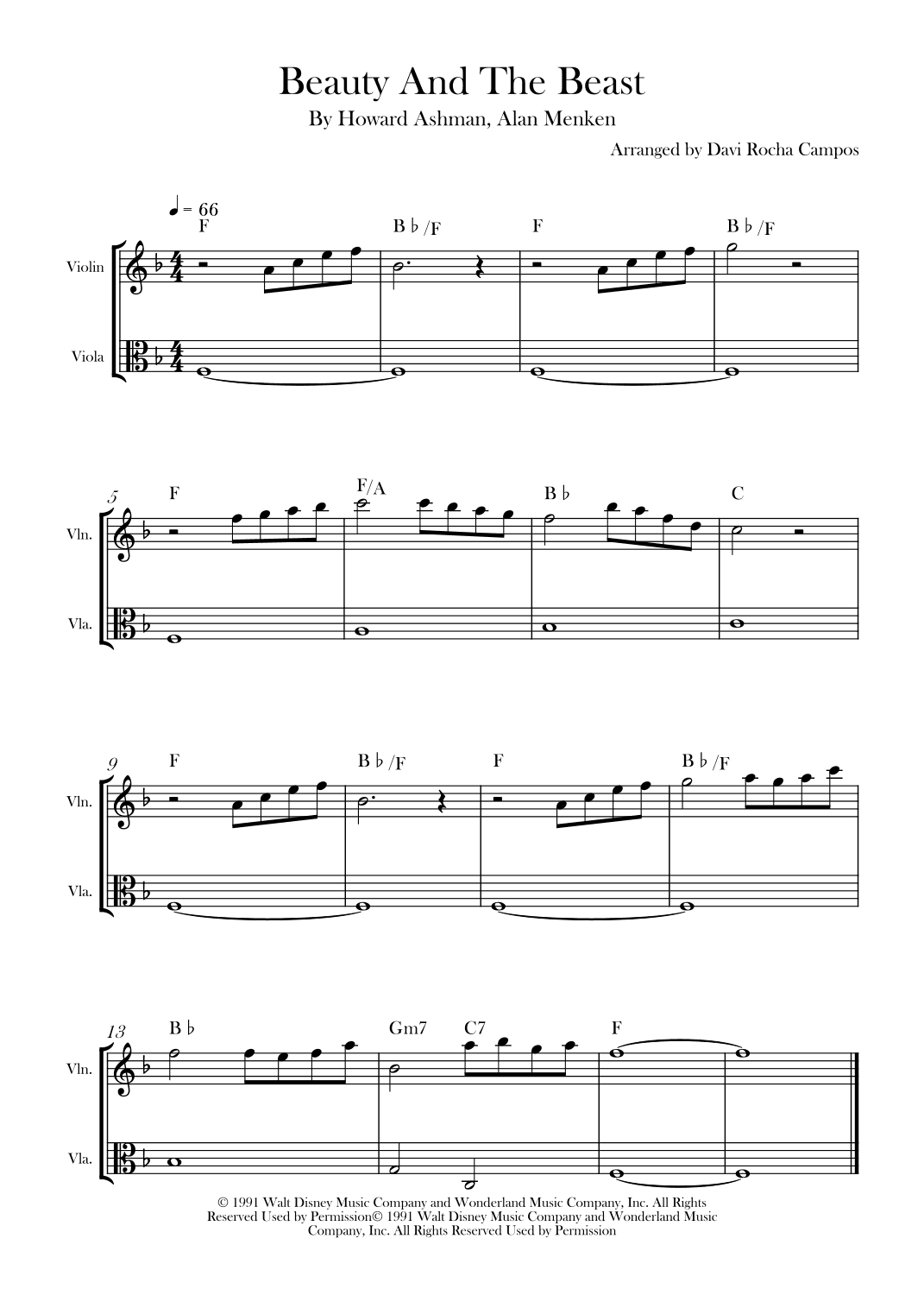 Beauty And The Beast (arr. Davi Rocha Campos)