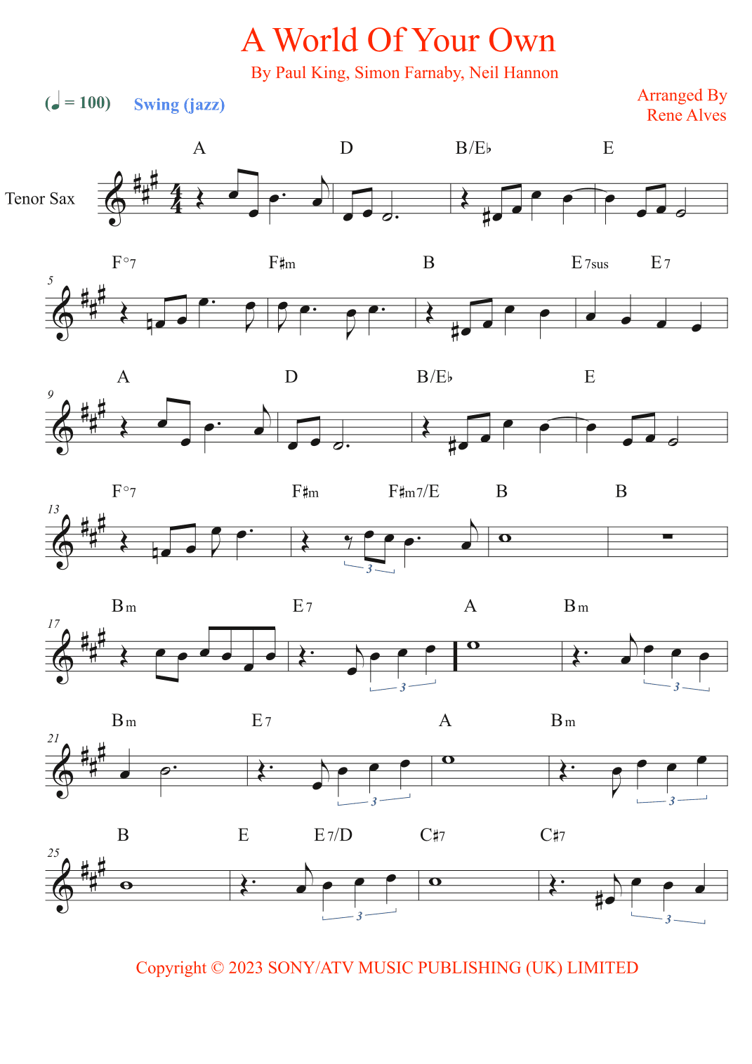 A World Of Your Own (arr. Rene Alves)