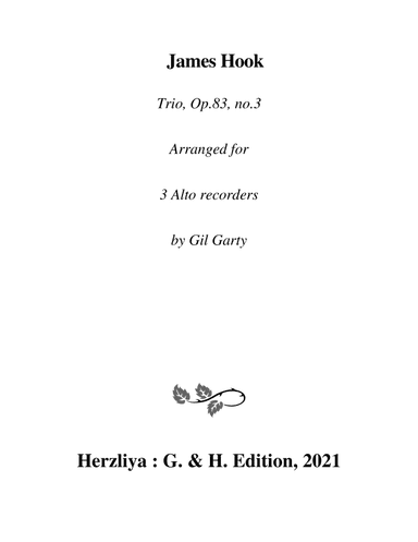 Trio, Op.83, no.3 (arrangement for 3 alto recorders) (arr. Gil Garty)
