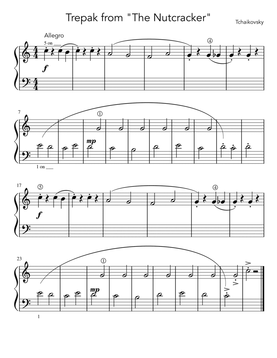 Trepak from "The Nutcracker" (Tchaikovsky) - Easy Beginner Sheet Music (arr. Dennis Cheng)
