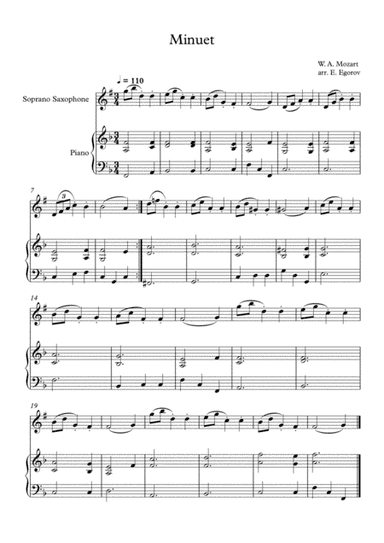 Minuet (In F Major), Wolfgang Amadeus Mozart, For Violin & Piano (arr. Eugene Egorov)