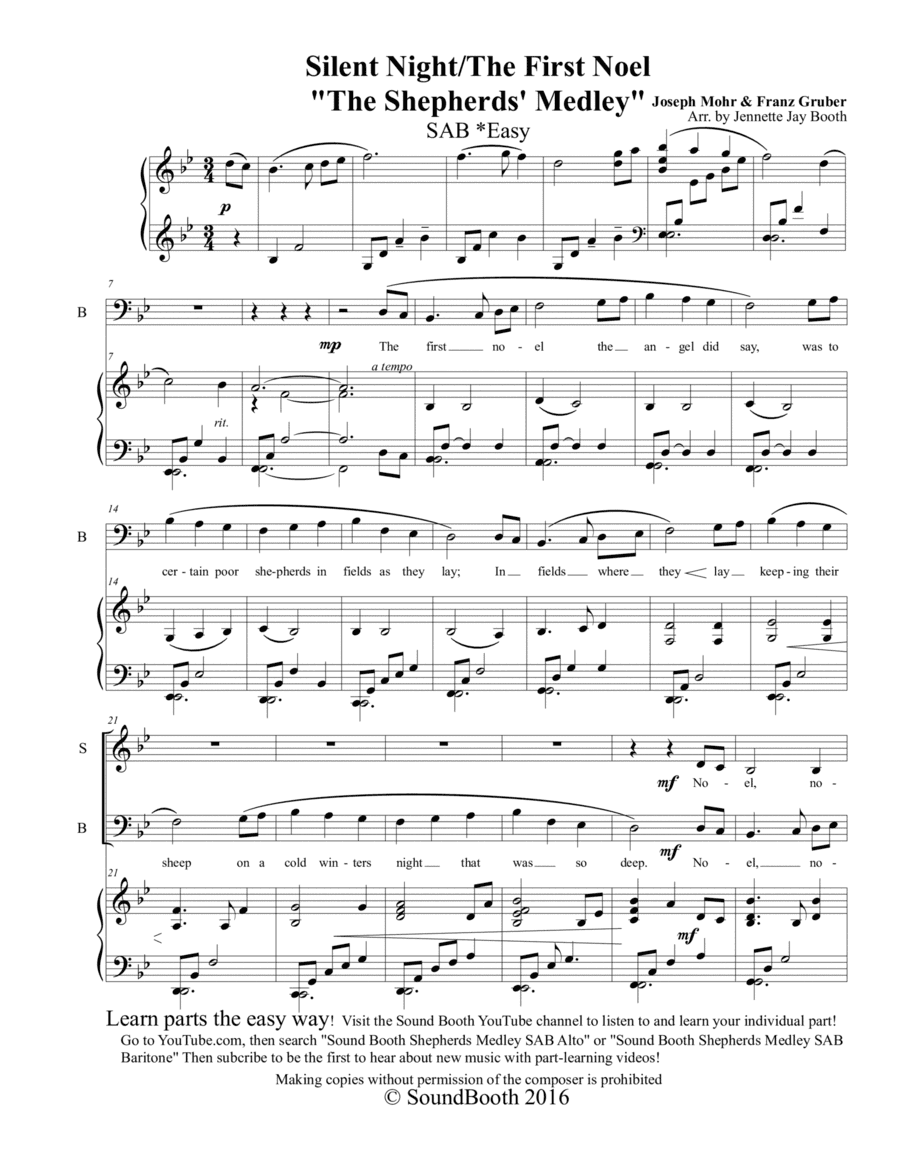 The Shepherd's Medley (The First Noel/Silent Night) SAB (arr. Sound Booth)