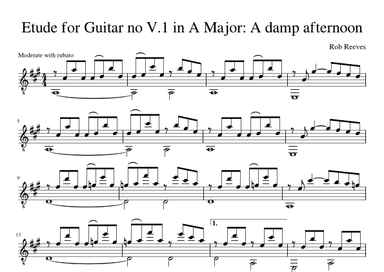 Etude for Guitar no V.1 in A Major: A damp afternoon