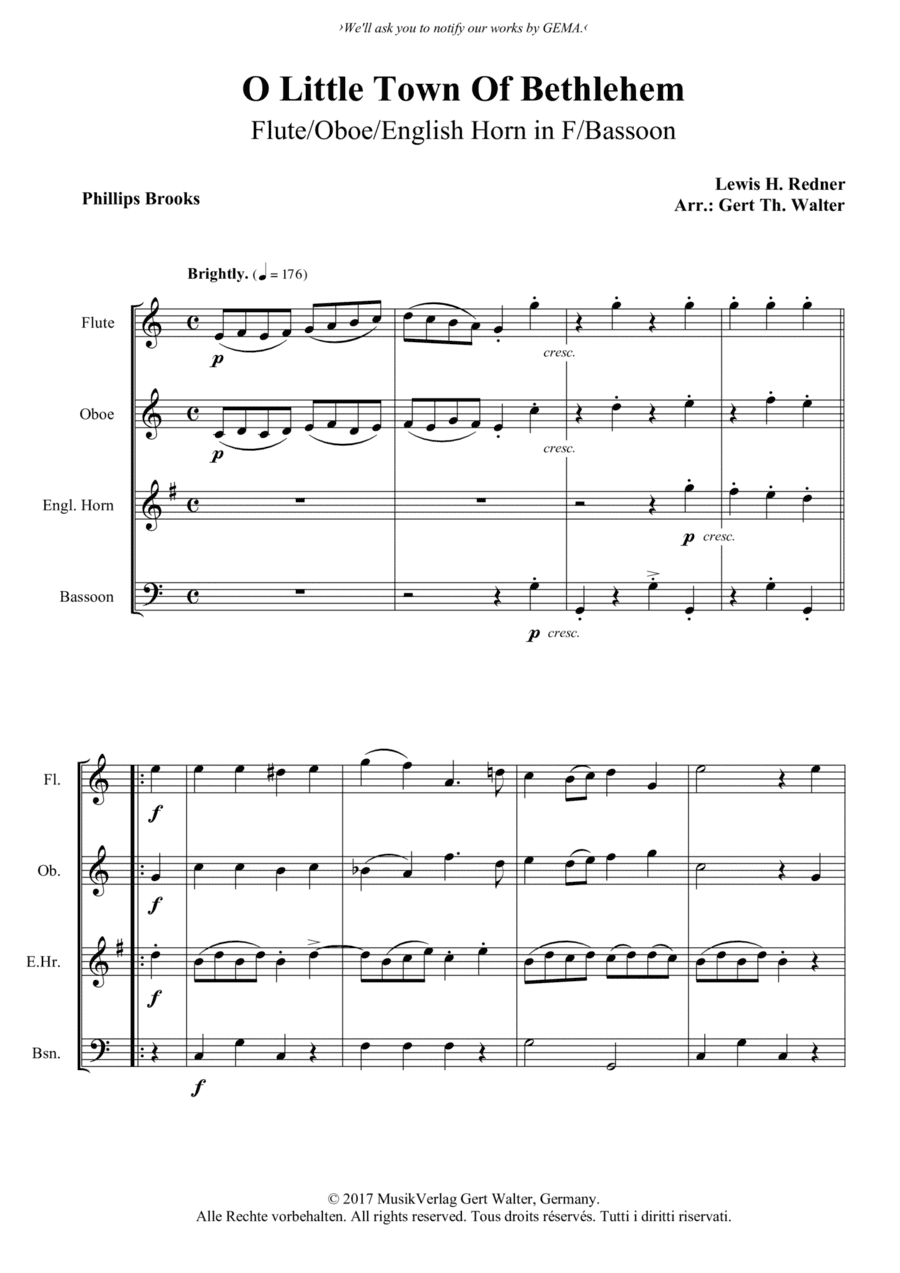 O Little Town Of Bethlehem (arr. Gert Th. Walter)