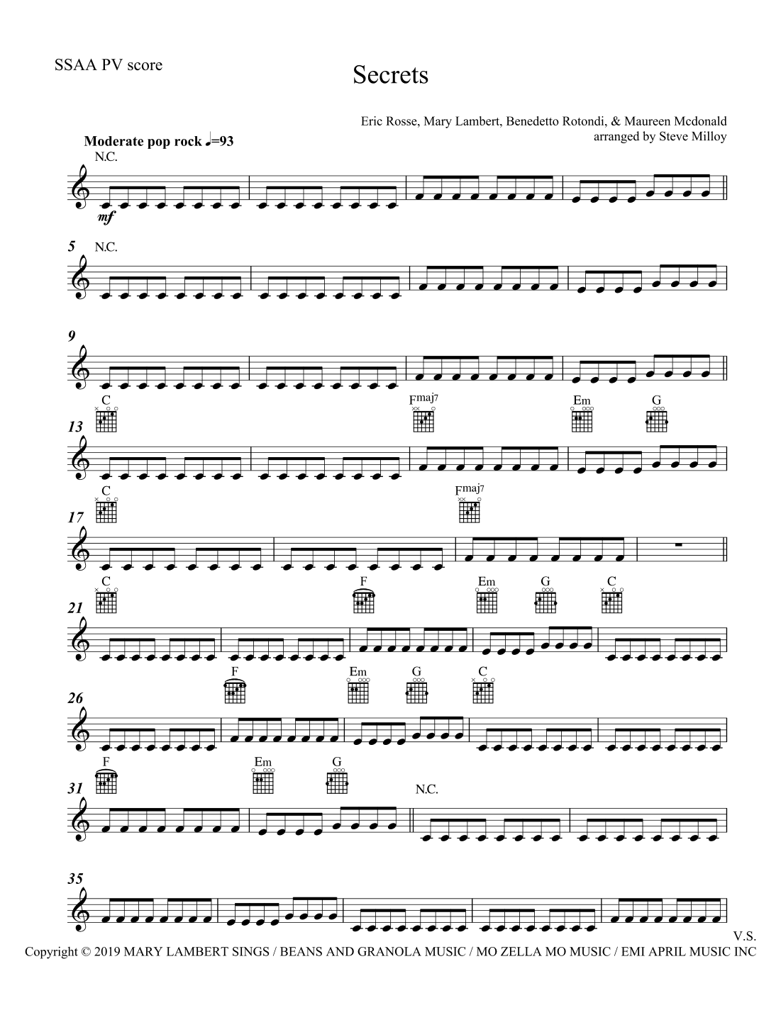 Secrets (arr. Steve Milloy)