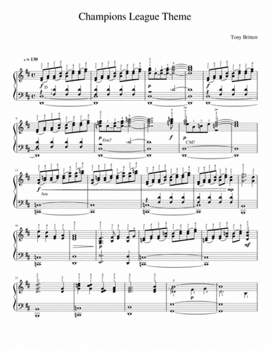 Uefa Champions League Team (arr. PianoMusicSheets)